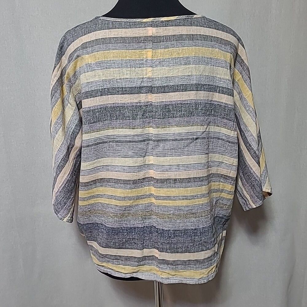 Beach Lunch Lounge Linen Blend Tie Front Top Womens Small Beachy Stripe Boho - Picture 3 of 8